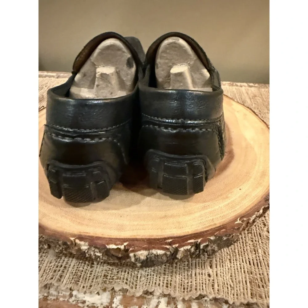 Clarks Benero Race Mens Blk Leather Slip On Moccasin Loafers‎ Shoes Size 8.5